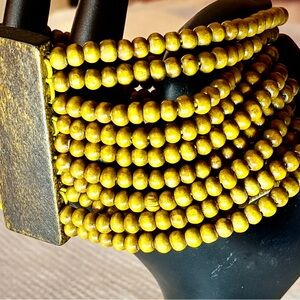 Beautiful 10 Strand, Wooden Beaded, Boho Bracelet 7” Inches Long Lot#30